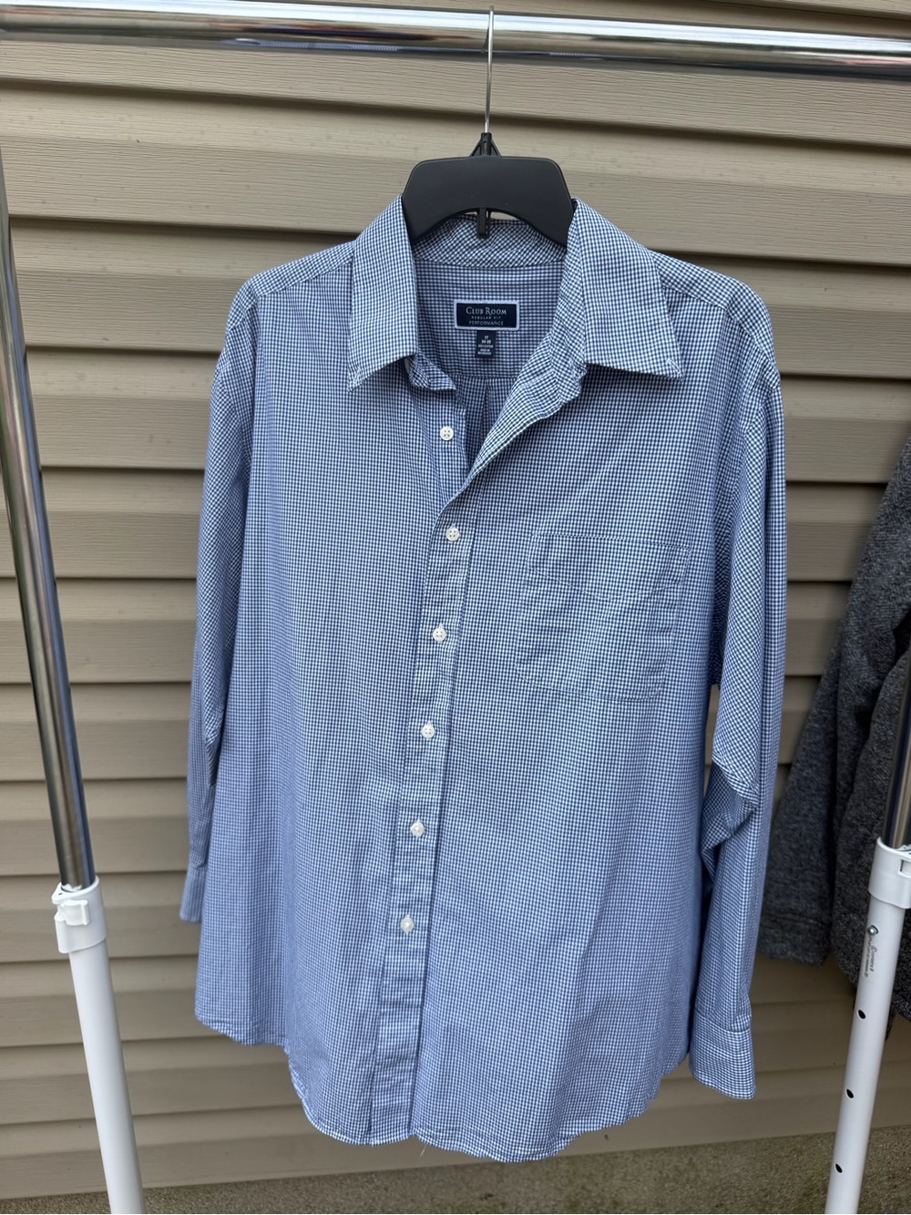 Club Room Men's Light Blue Micro-Check Dress Shirt